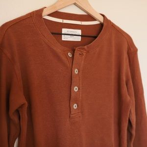 REI Men's Rust Brown Henley Long Sleeve Top